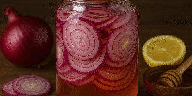 Macerat de ceapă roșie cu miere pentru bronșite și imunitate